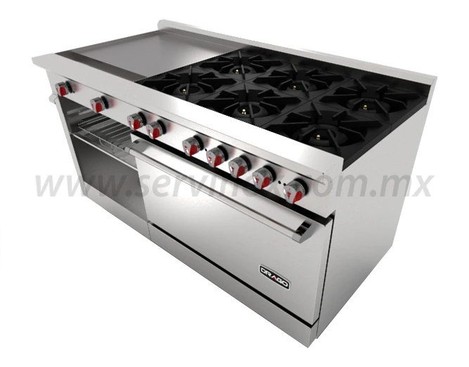 Estufa con 6 Quemadores Horno y Plancha Drago CG61PD